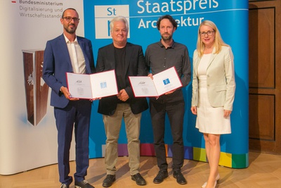 Mag. Peter Paul Mölk, Mpreis Warenvertriebs GmbH, Arch. DI Rainer Köberl, Paul Pointecker, Bundesministerin Dr. Magarete Schramböck